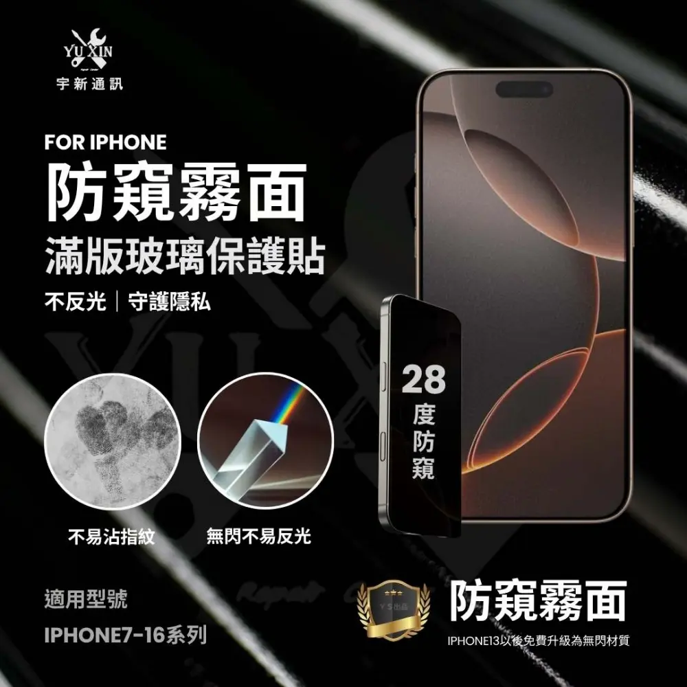 ﹝常規款﹞IPHONE系列 電鍍保護貼 （防窺霧面）