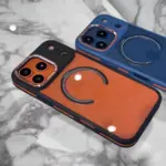 IPHONE17PRO/PM 雙色金甲造型磁吸殼（黑/藍）